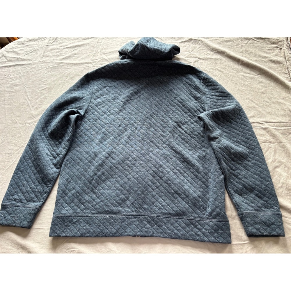 Original Penguin Mens Quilted Full Zip Hoodie Navy Blue XL Sweatshirt Flecked - Picture 2 of 3